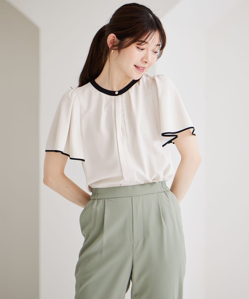 ANY SIS L 【洗える】2WAYバイカラーフレア ブラウス 