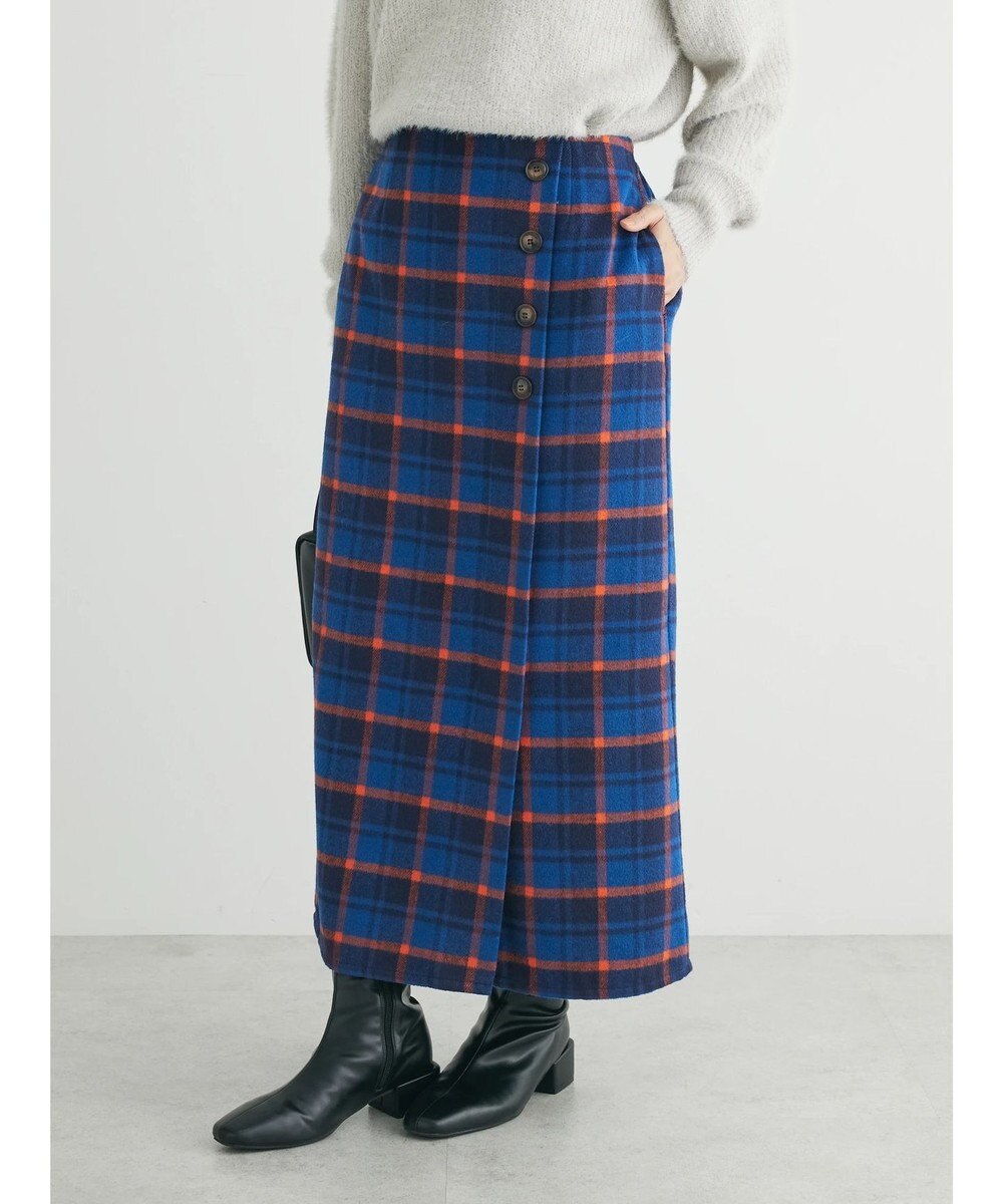 Green Parks シャギーチェックスカート 