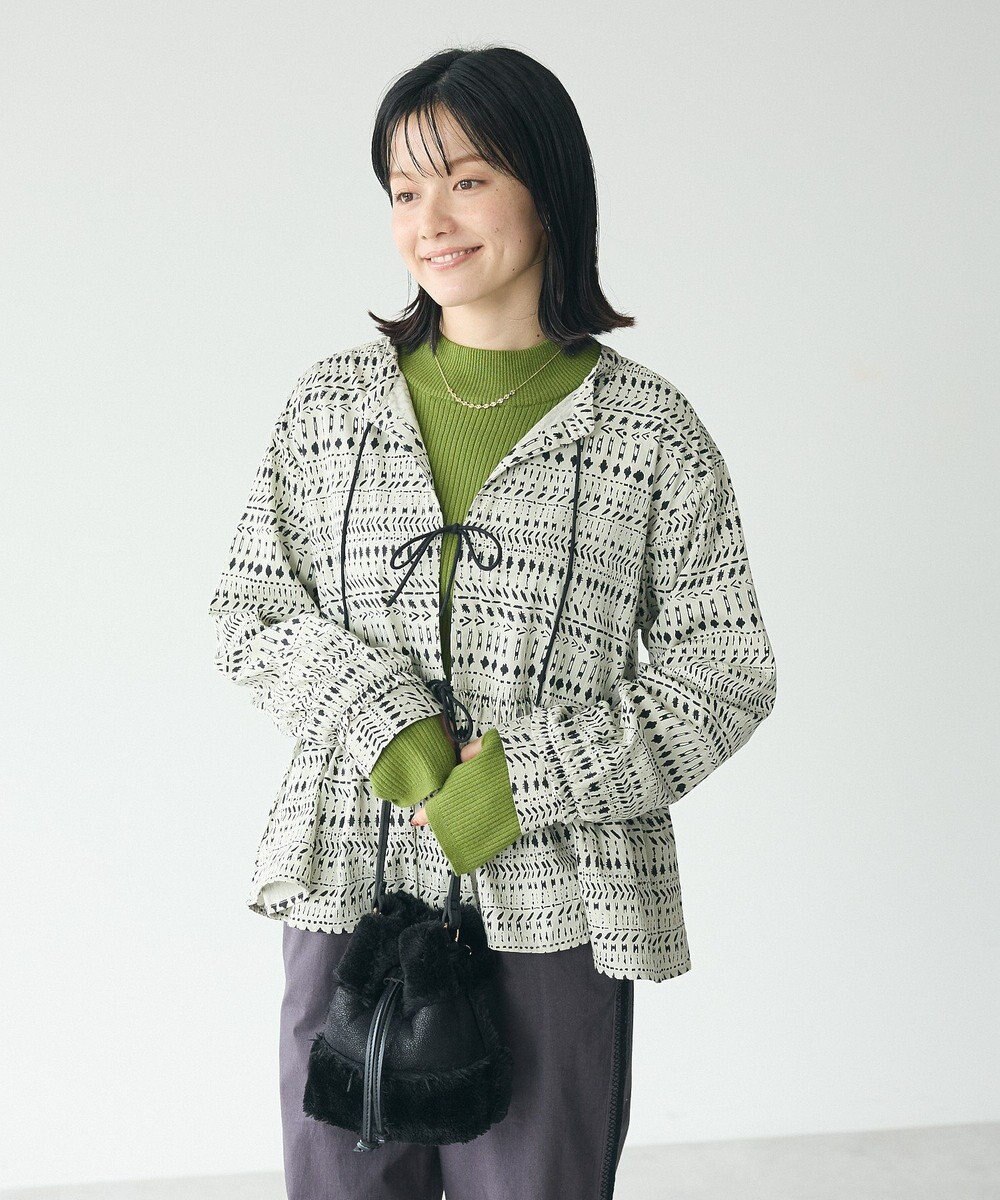 CRAFT STANDARD BOUTIQUE フリンジ紐付ペプラムブラウス 