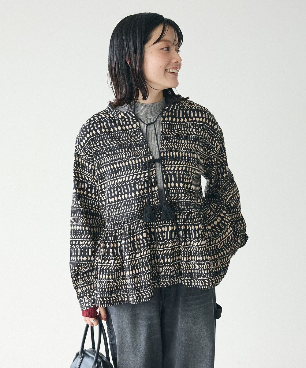 CRAFT STANDARD BOUTIQUE フリンジ紐付ペプラムブラウス 