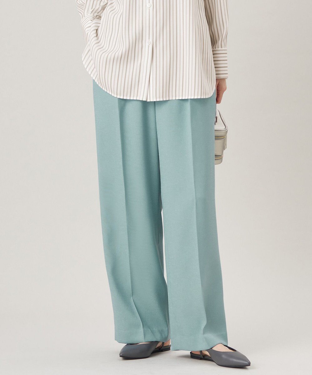 自由区 S 【セットアップ対応・接触冷感・洗える】リネンライクシンセティックワイドストレート パンツ 