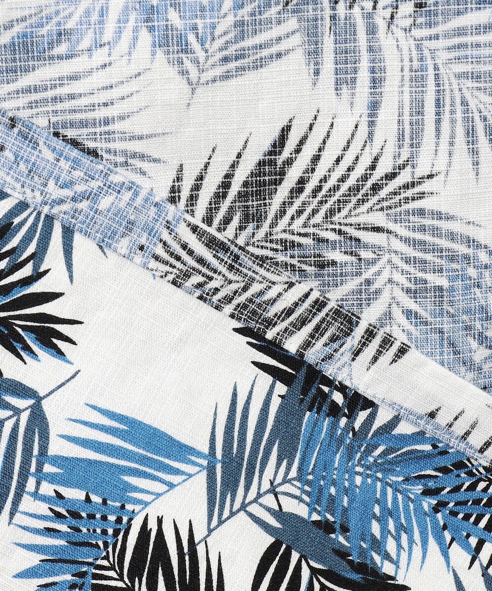 JOSEPH ABBOUD MOUNTAIN 【通気性・腰ポケット付き】ジャングルリーフプリント 半袖シャツ 