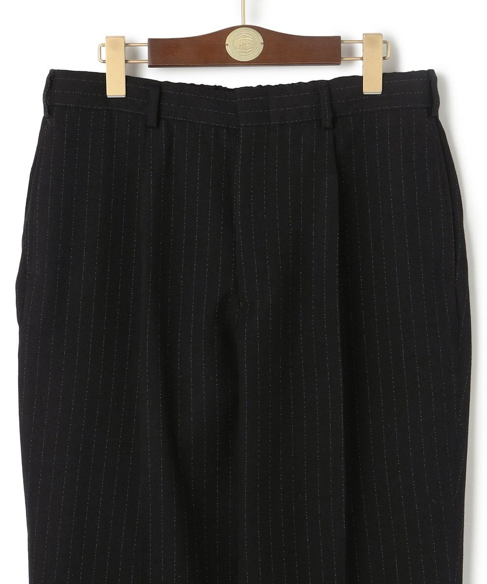 J.PRESS MEN 【J.PRESS ORIGINALS】Wool Silk Angola Chalk Stripes Spindle 1Tuck Piped Stem Slacks / Japan Made 