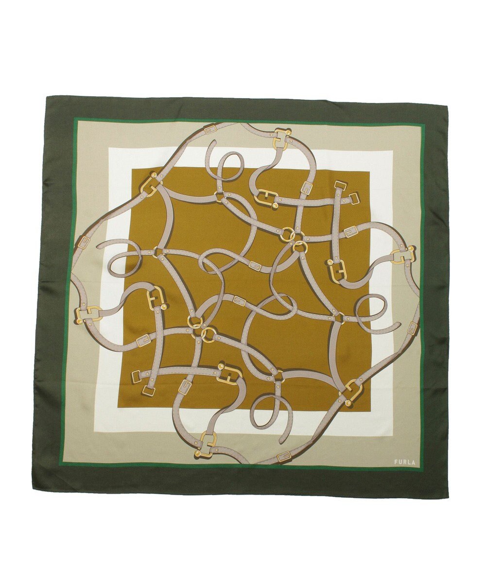 MOONBAT FURLA ビットチェーン柄シルク100%スカーフ 88×88cm 