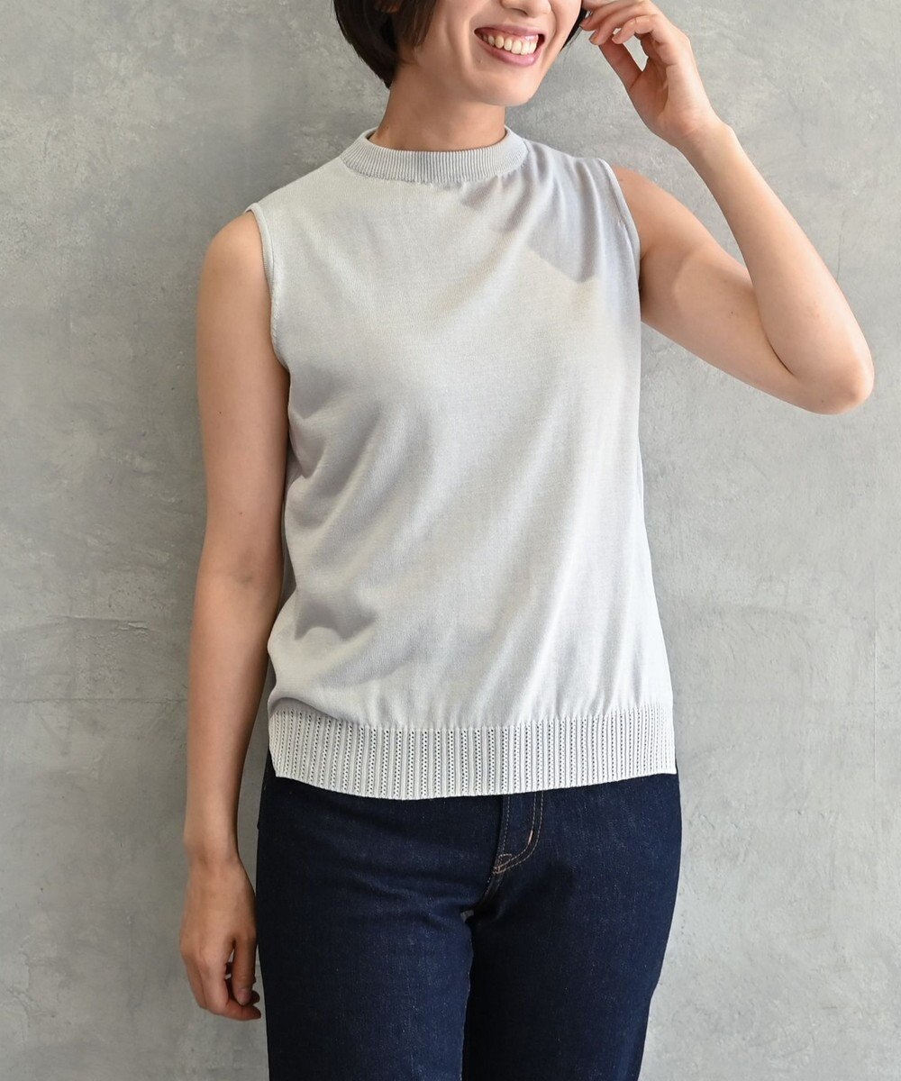 muuc 〈高品質シルク＆スーピマ超長綿〉〈洗えるニット〉ノースリーブボトルネックプルオーバー 