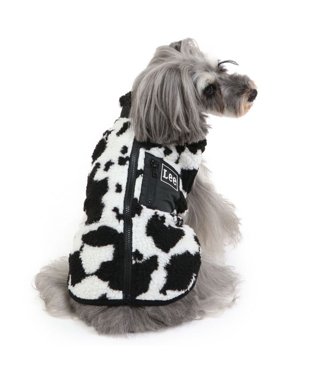 PET PARADISE Lee 背開き ボアベスト 牛柄 《ブラック》 小型犬 
