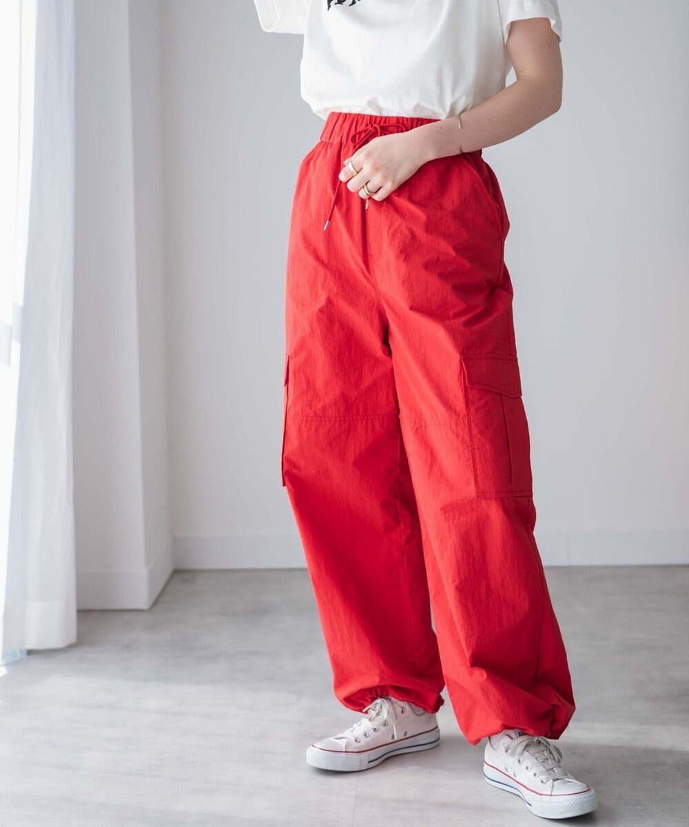 WEGO 【ウエストゴム】ナイロンイージーワイドカーゴパンツ 