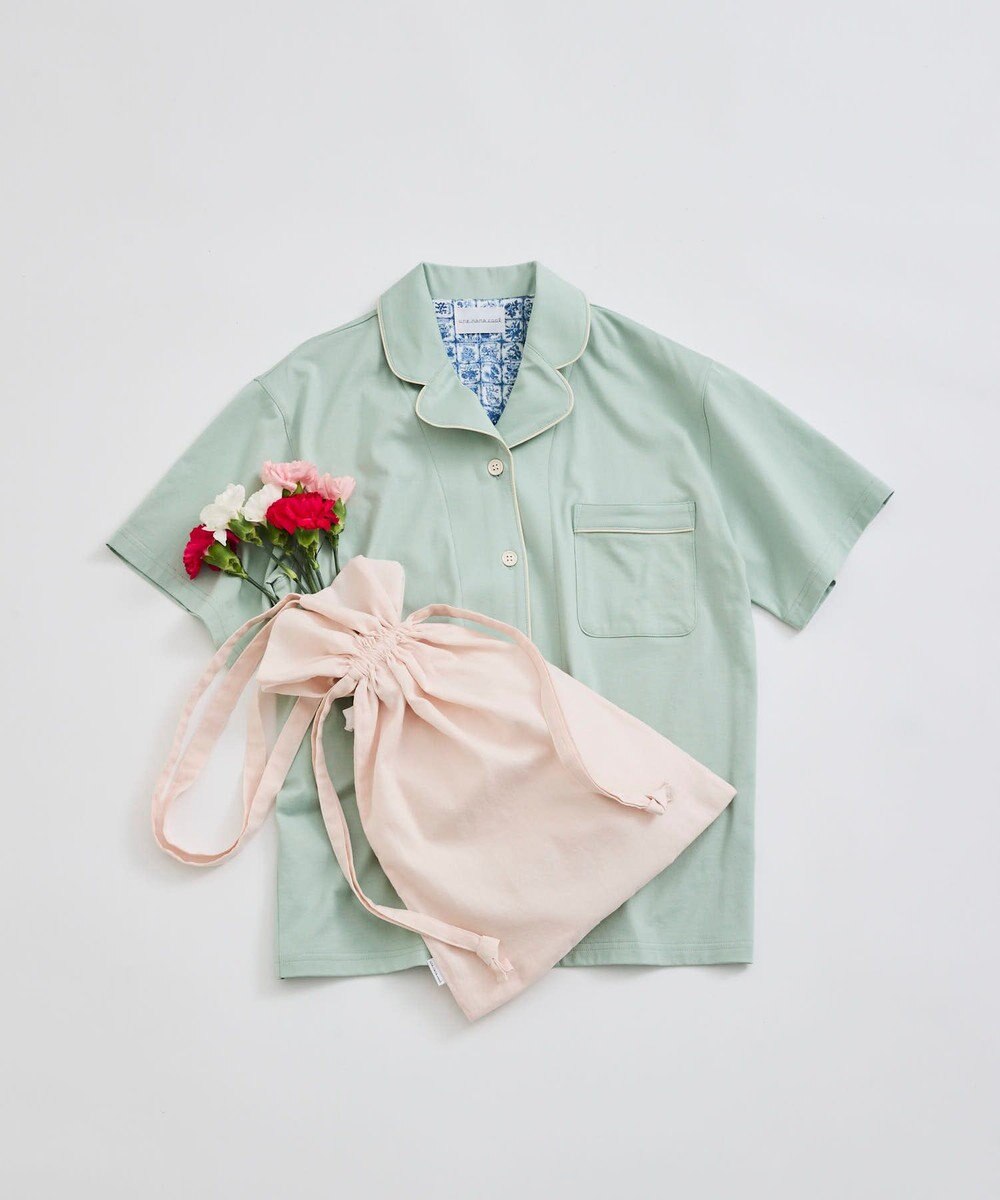 une nana cool 【綿100%】60/2 やわらか天竺 半袖開襟パジャマ MADE WITH LIBERTY FABRIC 