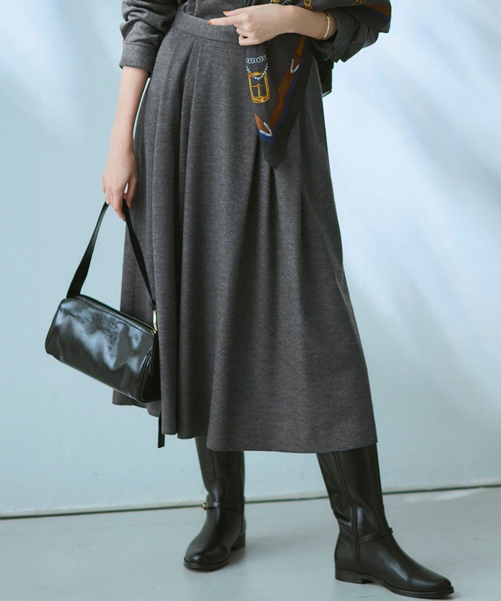 23区 【洗える】ウールミルドジャージー タック スカート 