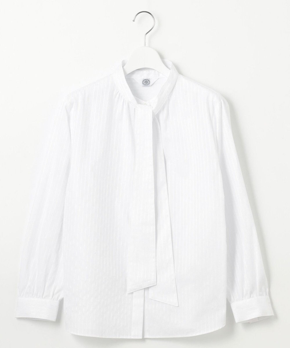 J.PRESS LADIES L 【洗える】RITZ ドビーストライプ ボウタイ ブラウス 