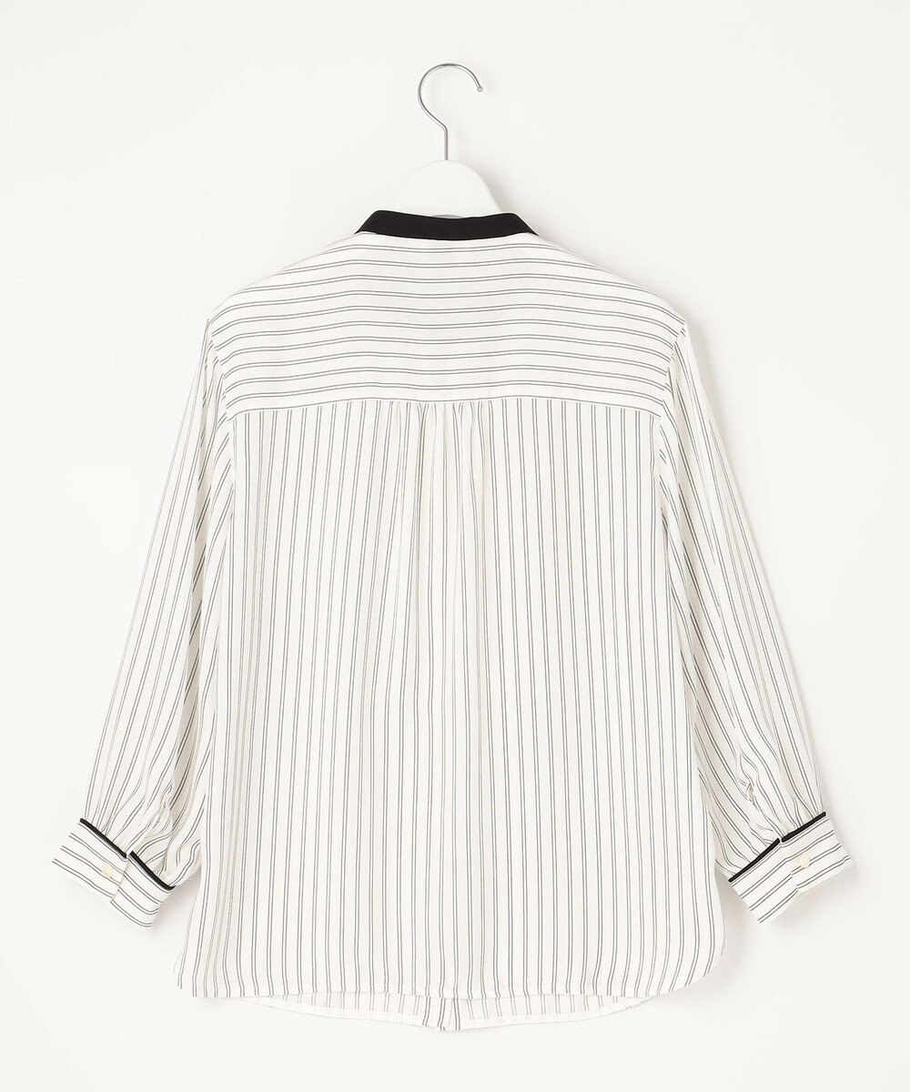 J.PRESS LADIES 【洗える】 バックサテンランダムストライプ バンドカラー ブラウス 