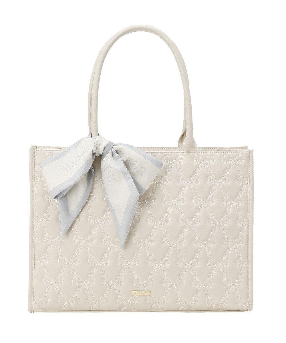 Maison de FLEUR スカーフ付き2ルームリボンキルティングトート 