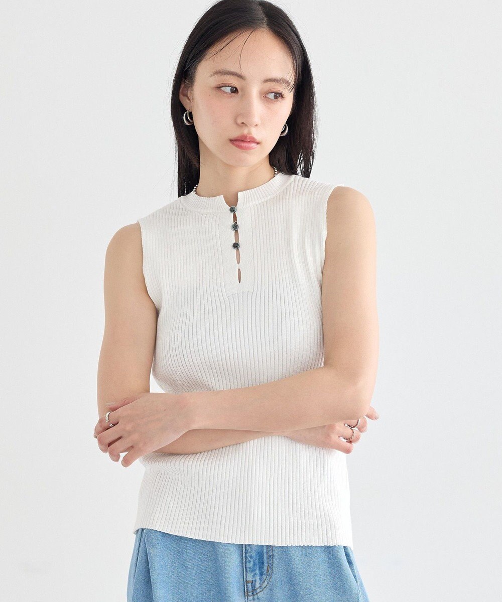 earth music&ecology 前後2WAYスリット釦タンクトップ 