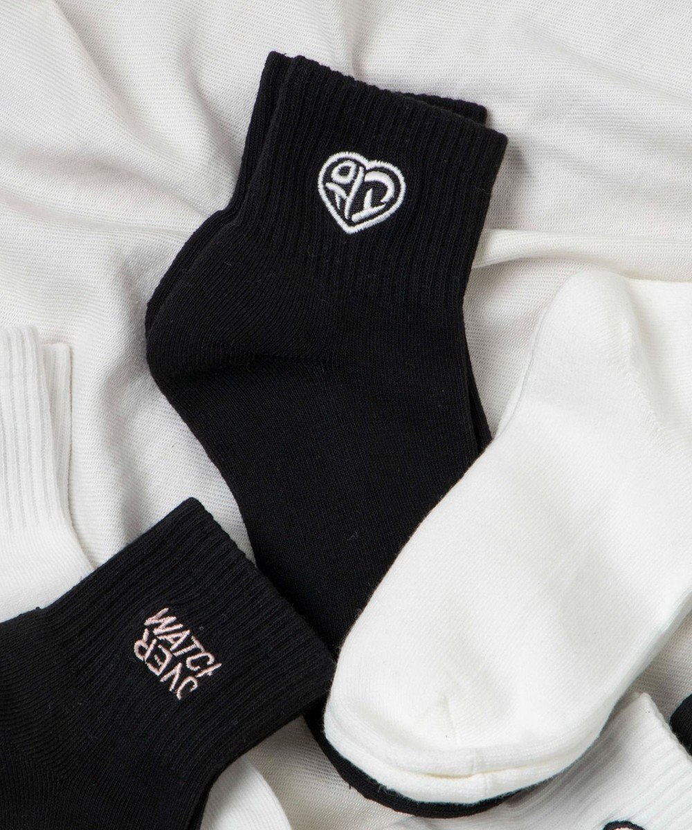 WEGO デザインロゴ刺繍アンクル底パイルソックス 