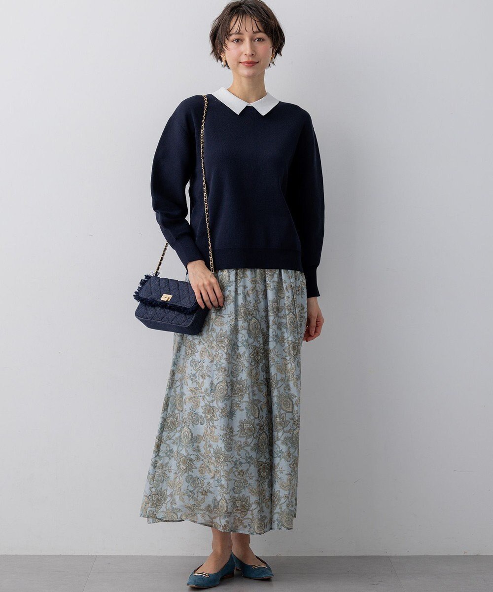 23区 S 【先行予約】Ericaキャラコ ペイズリープリント フレア スカート 