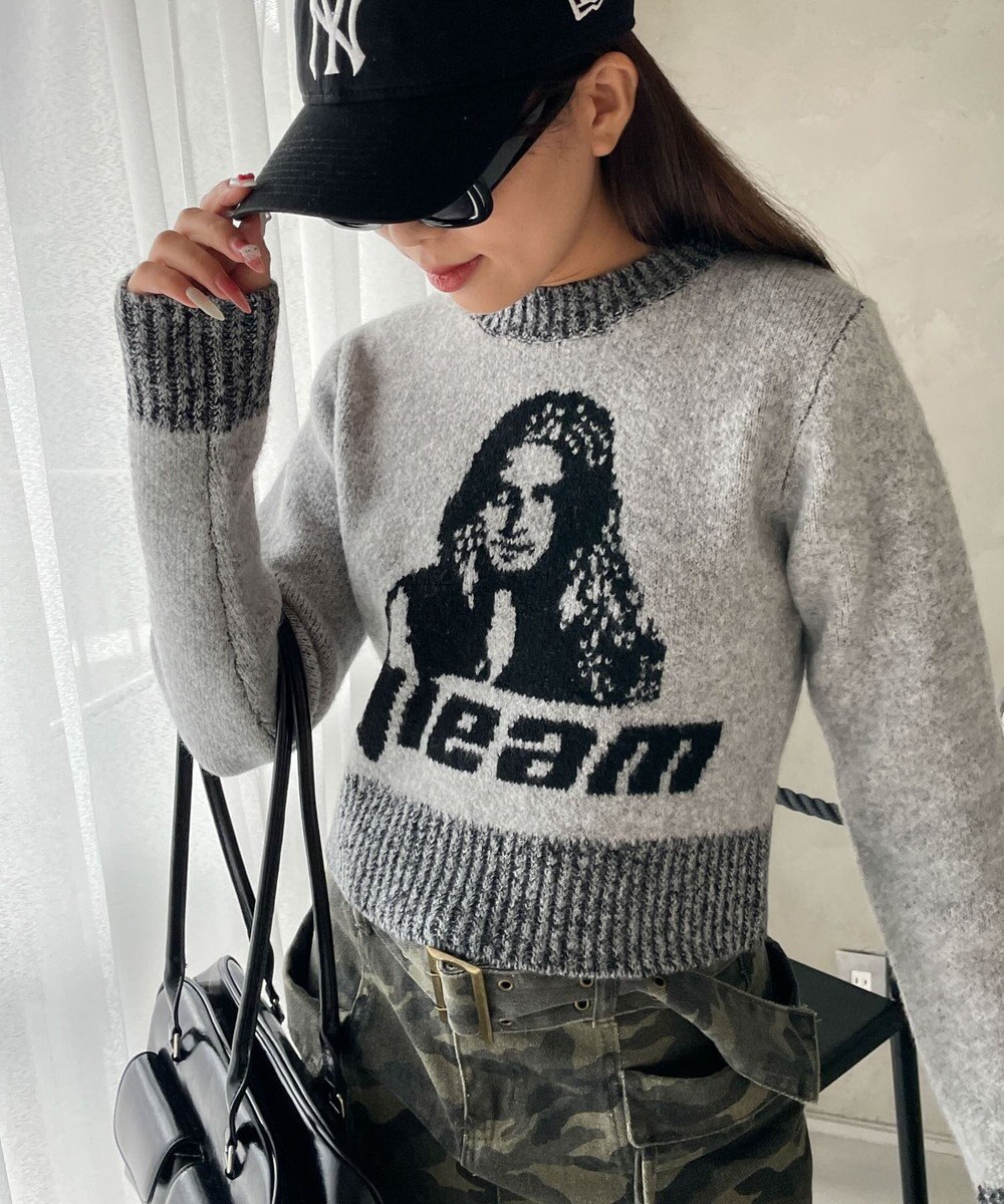 WEGO フラッフィーグラフィックちびニット 