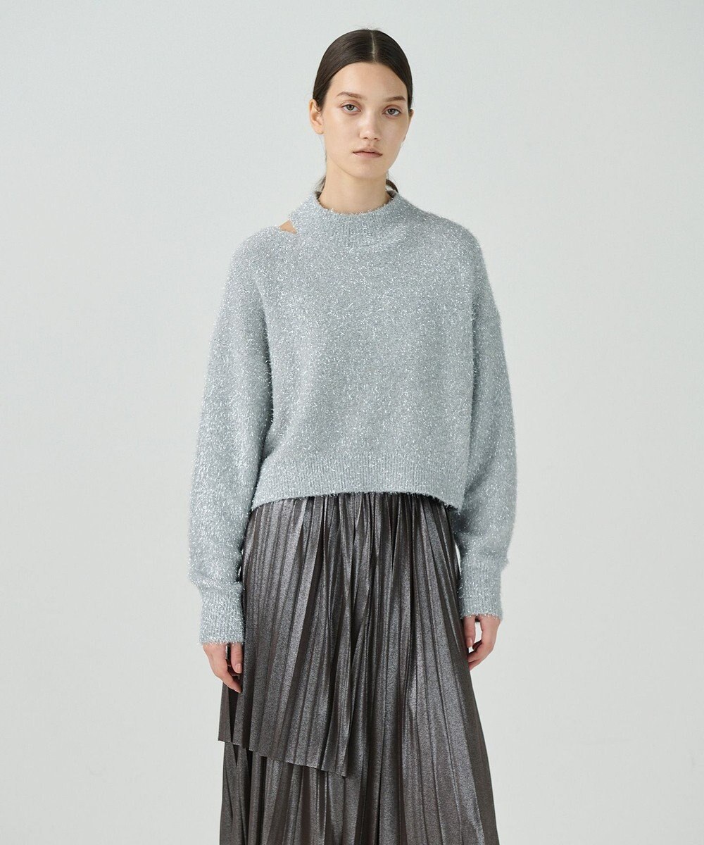 GRACE CONTINENTAL ラメフェザーニットトップ 