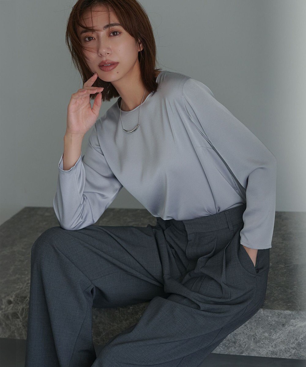 23区 L 【洗える】サテン ロングスリーブ Tシャツ 