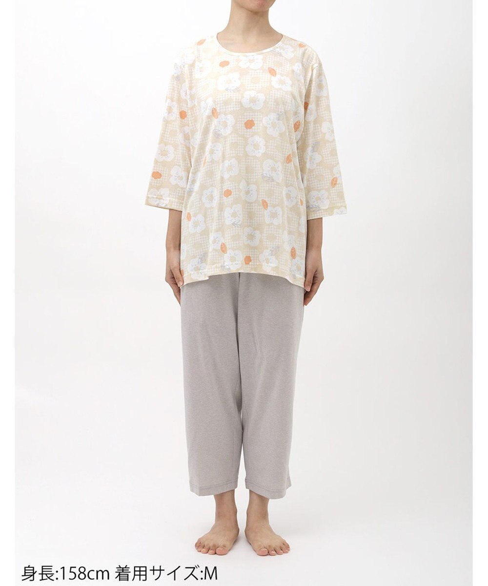 Wing ウイングスリープ パジャマ 7分袖 8分丈 綿100％ 天竺素材 ルームウェア レディース EP8023 ウイング／ワコール 