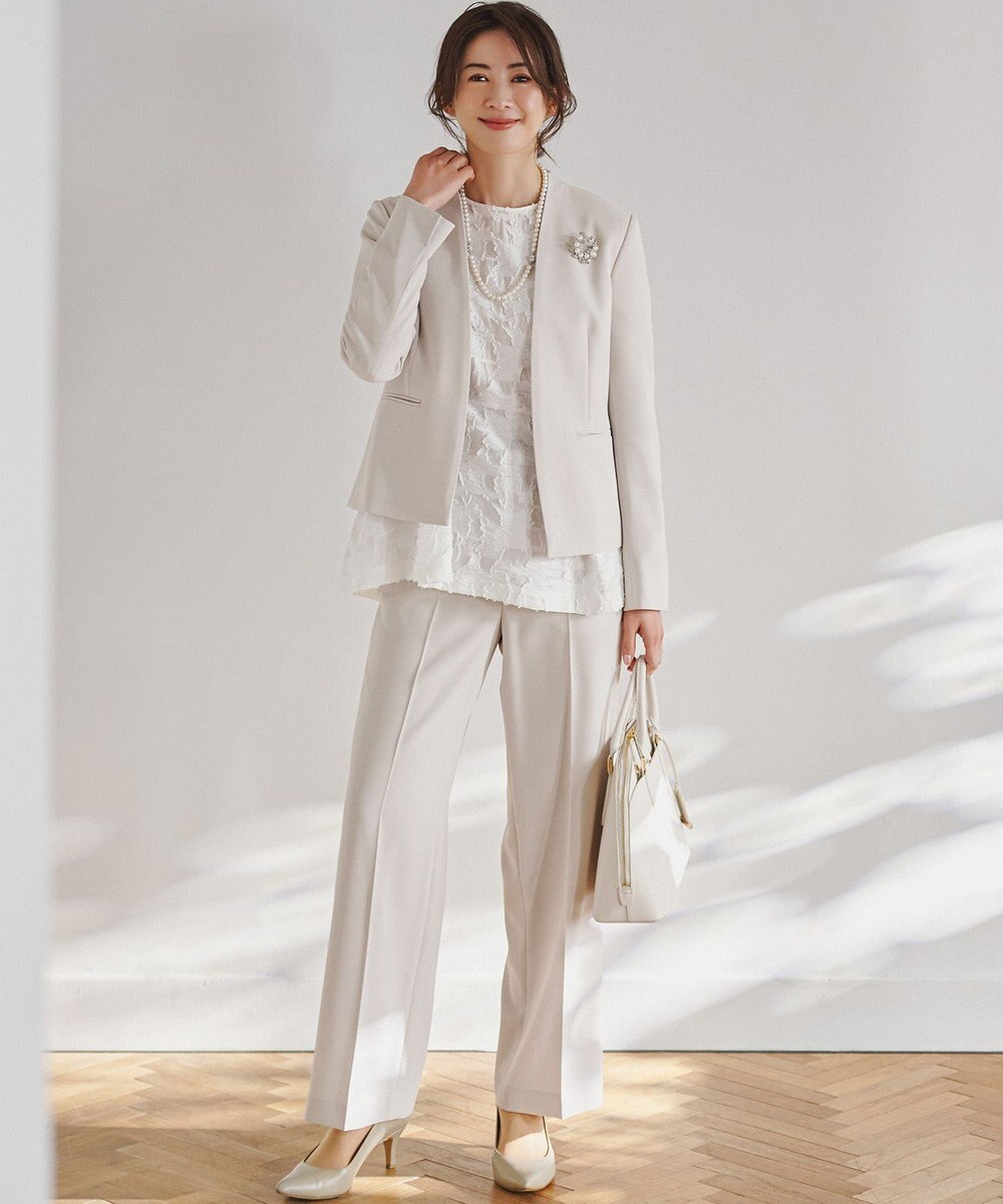 23区 【VERY3月号掲載/セットアップ対応】トリアセダブルジョーゼット フルレングス パンツ 