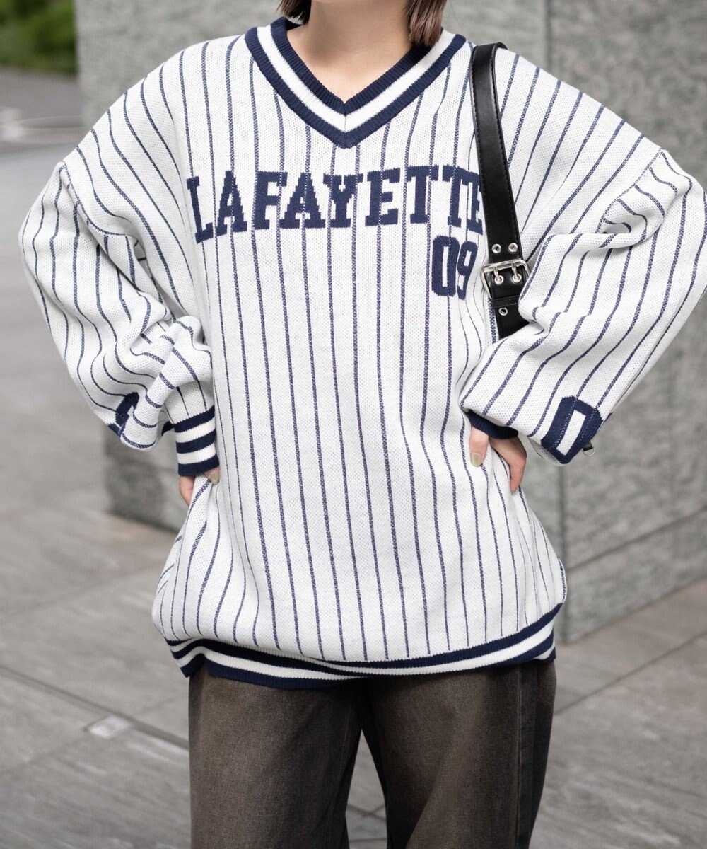 WEGO ベースボールグラフィックプルオーバーニット 