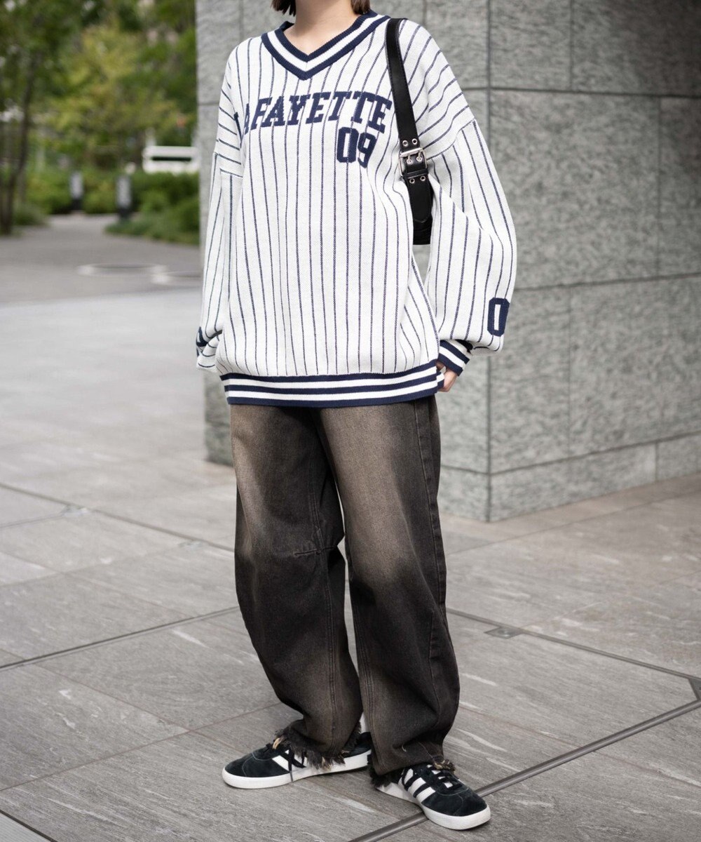 WEGO ベースボールグラフィックプルオーバーニット 