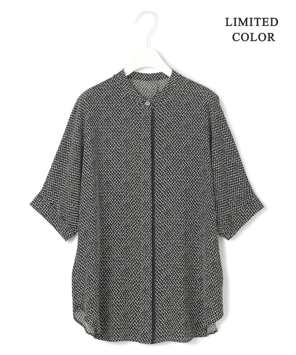 ICB L 【人気のため新色追加・接触冷感・UVケア・速乾・洗える】BackSatinAmunzen 5分袖バンドカラーブラウス 