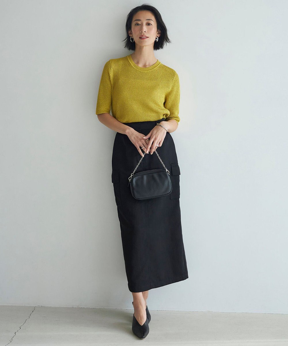 ICB 【WEB限定カラーあり・洗える】 ペーパーブレンドシャインニット 5分袖プルオーバー 