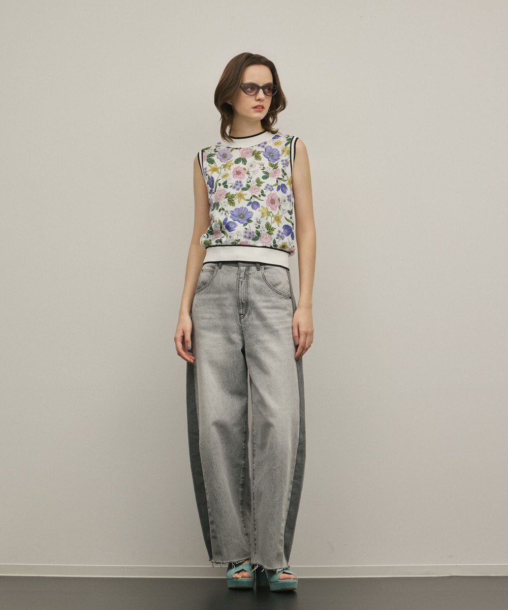 GRACE CONTINENTAL フラワープリントニットトップ 