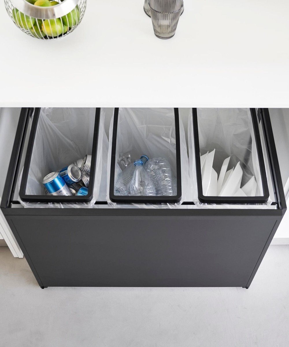 tower 目隠し分別ダストワゴン タワー 45L 3分別 ブラック 