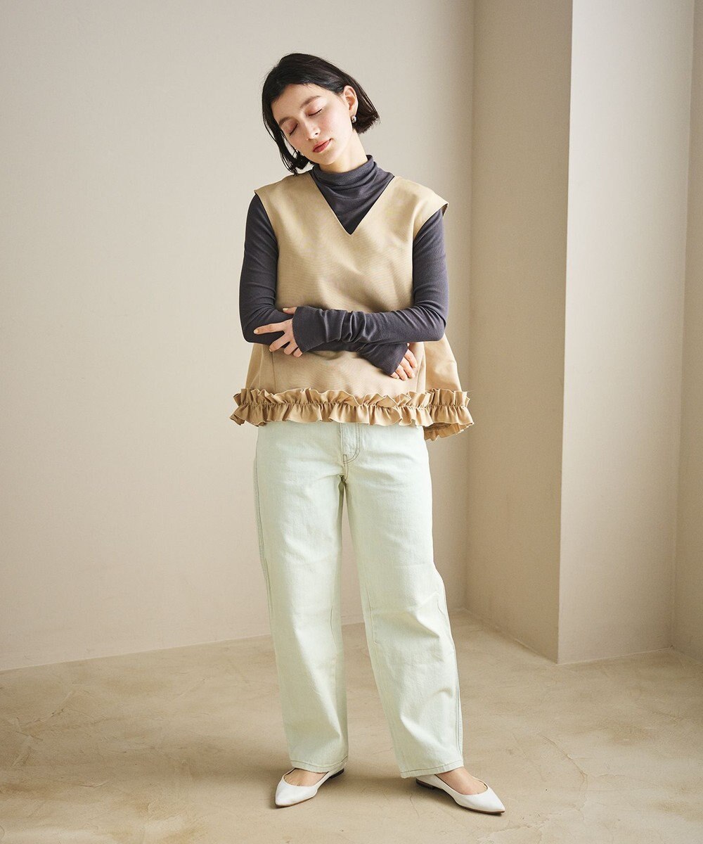 #Newans 【金子綾さんインスタライブご紹介アイテム】〈小柄さんにお勧め〉フリルヘムジレブラウス 