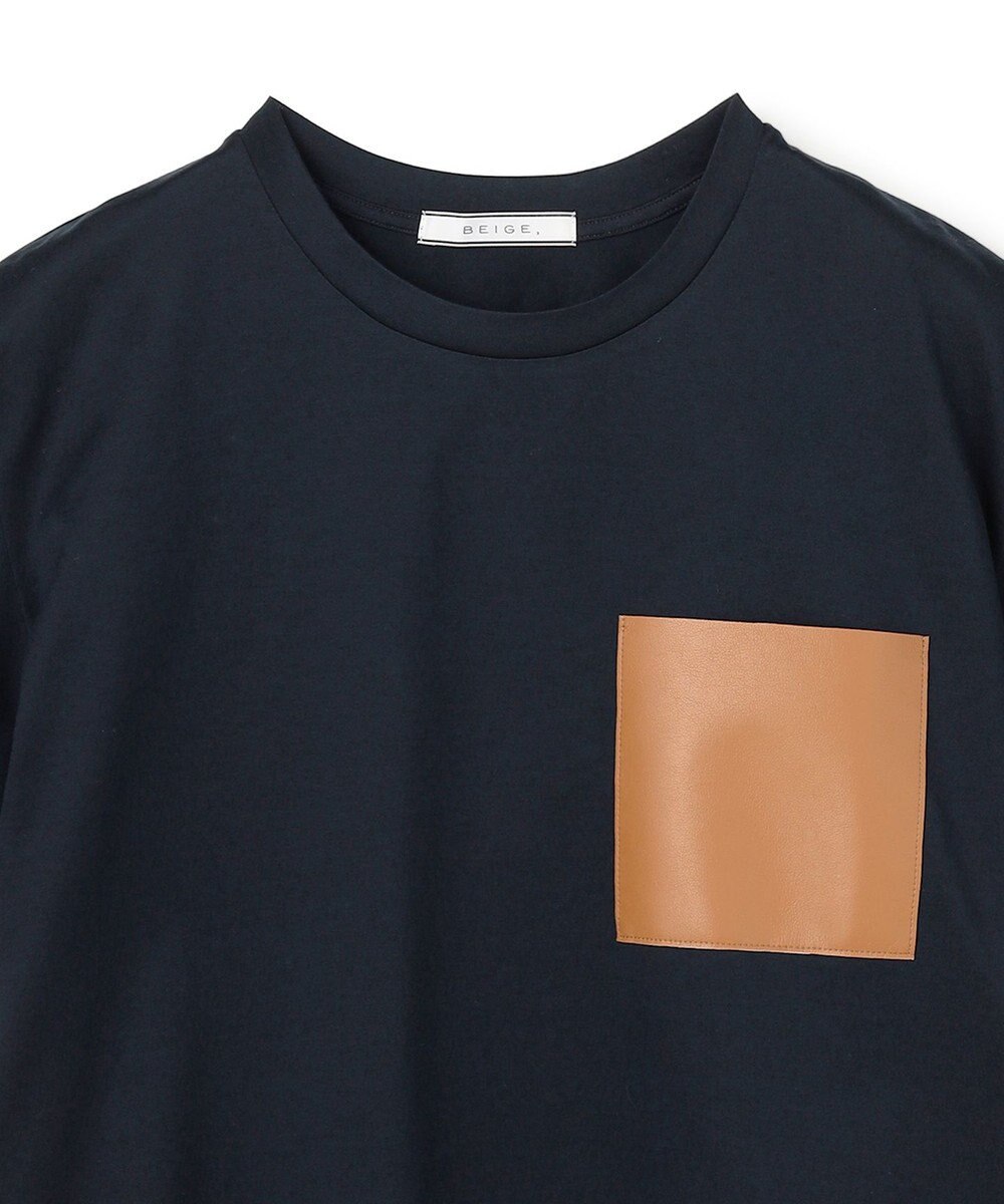 BEIGE， TORENIA / レザーポケットコットンクルーネックTシャツ 