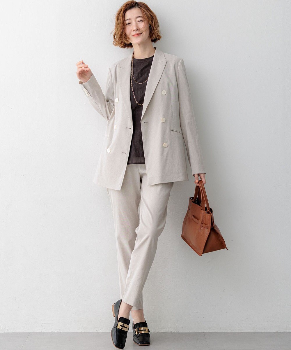 23区 【先行予約】リネンレーヨンストレッチ ダブルジャケット 