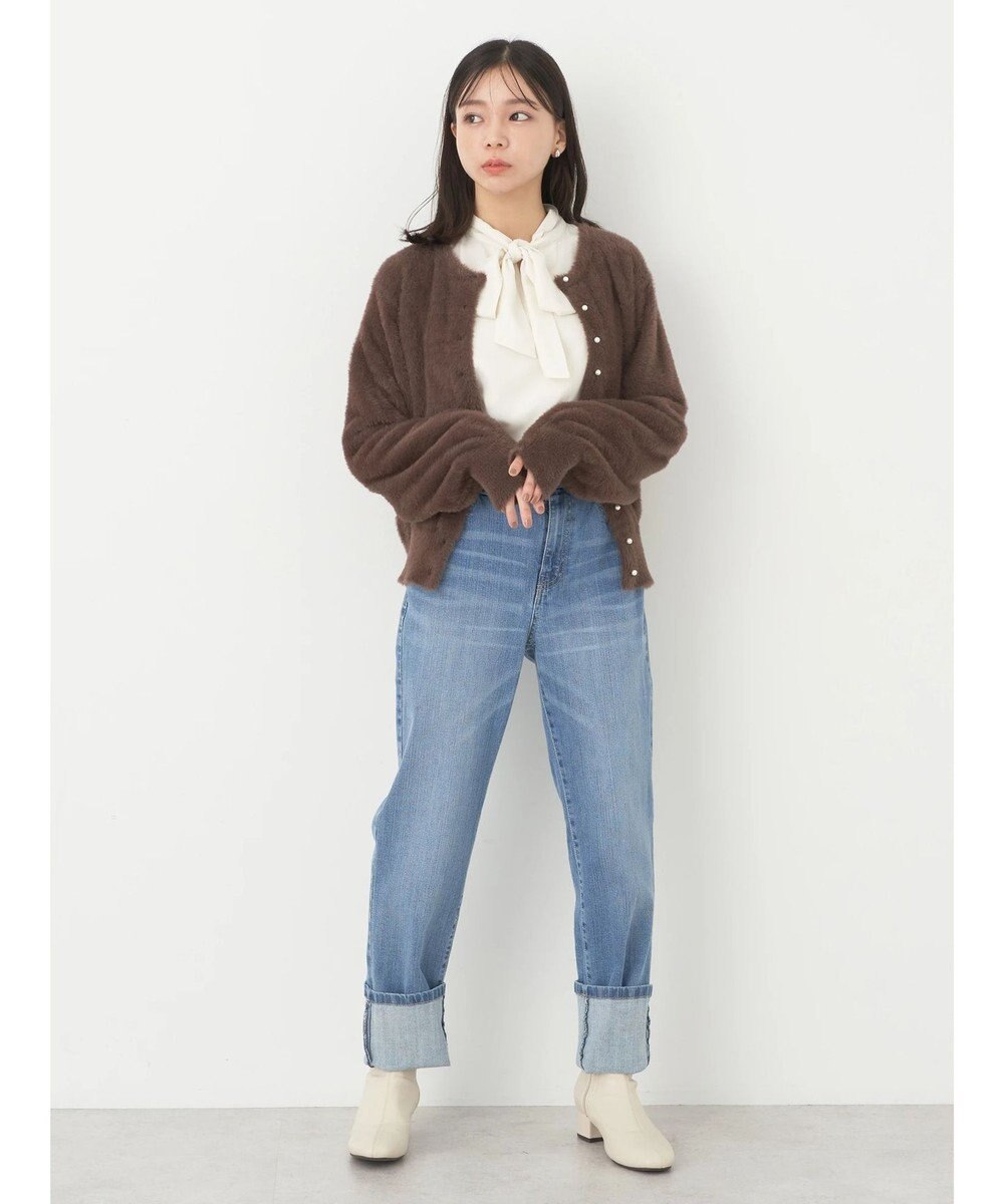 earth music&ecology ミニシャギーパールボタンカーディガン 