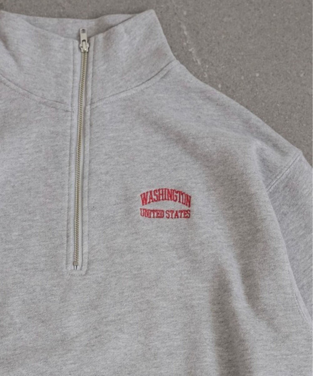 WEGO 【ANGIE VINTAGE】ワンポイント刺繍ハーフZIPスウェットプルオーバー 