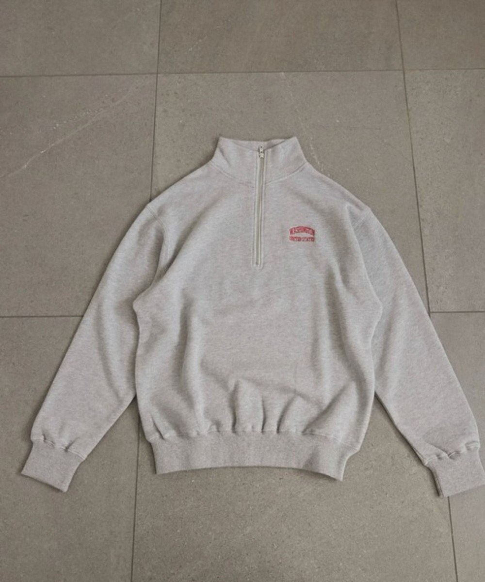 WEGO 【ANGIE VINTAGE】ワンポイント刺繍ハーフZIPスウェットプルオーバー 