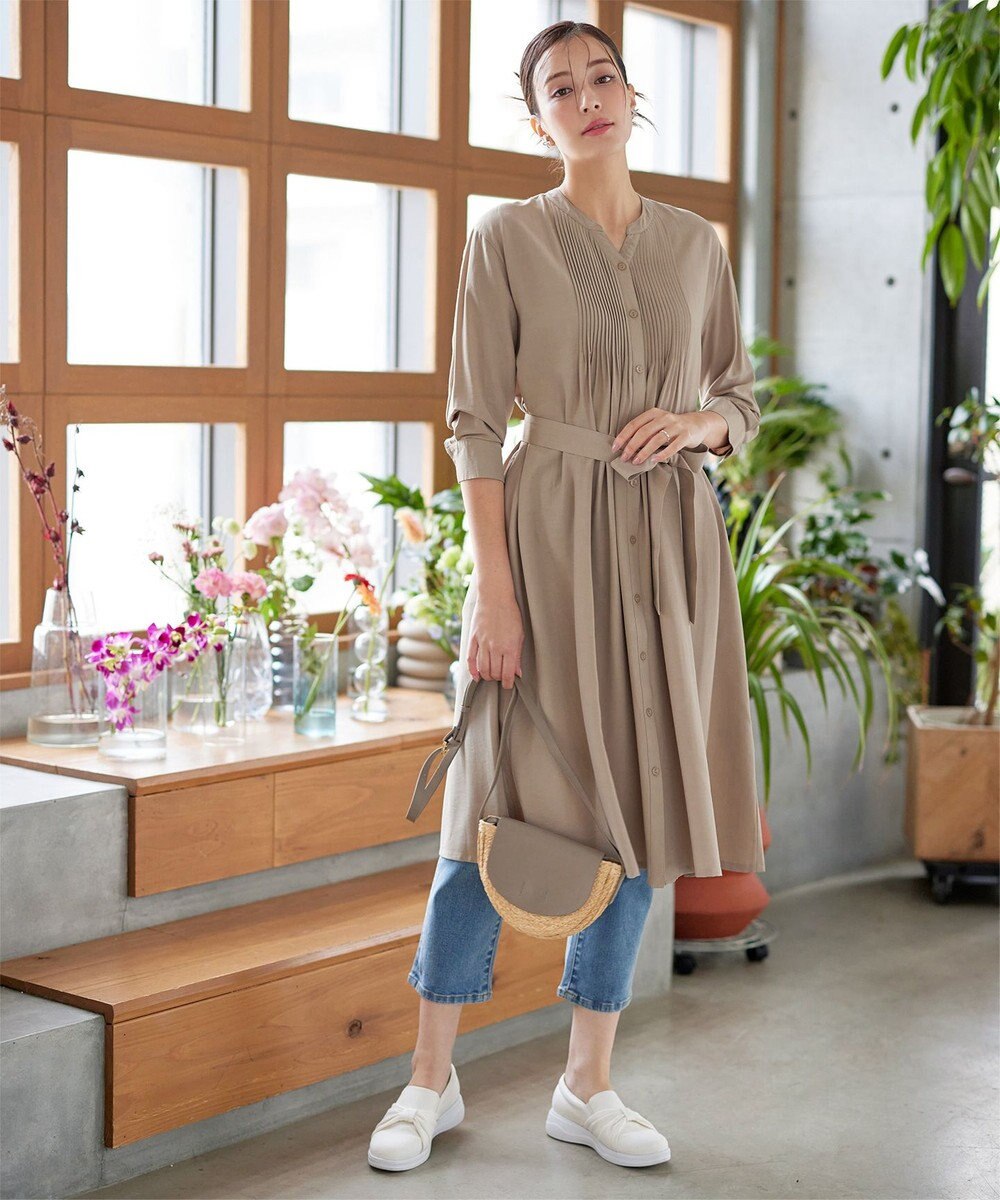 Tiaclasse L 【3way】ピンタックシャツワンピース 