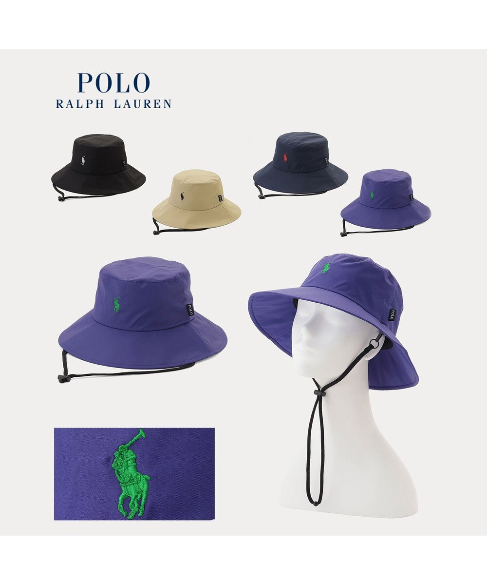 MOONBAT 【遮熱・遮光】POLO RALPH LAUREN（ポロ ラルフ ローレン）ポロポニー刺繍 リップストップ パラソルハット 帽子 あごひも付き 