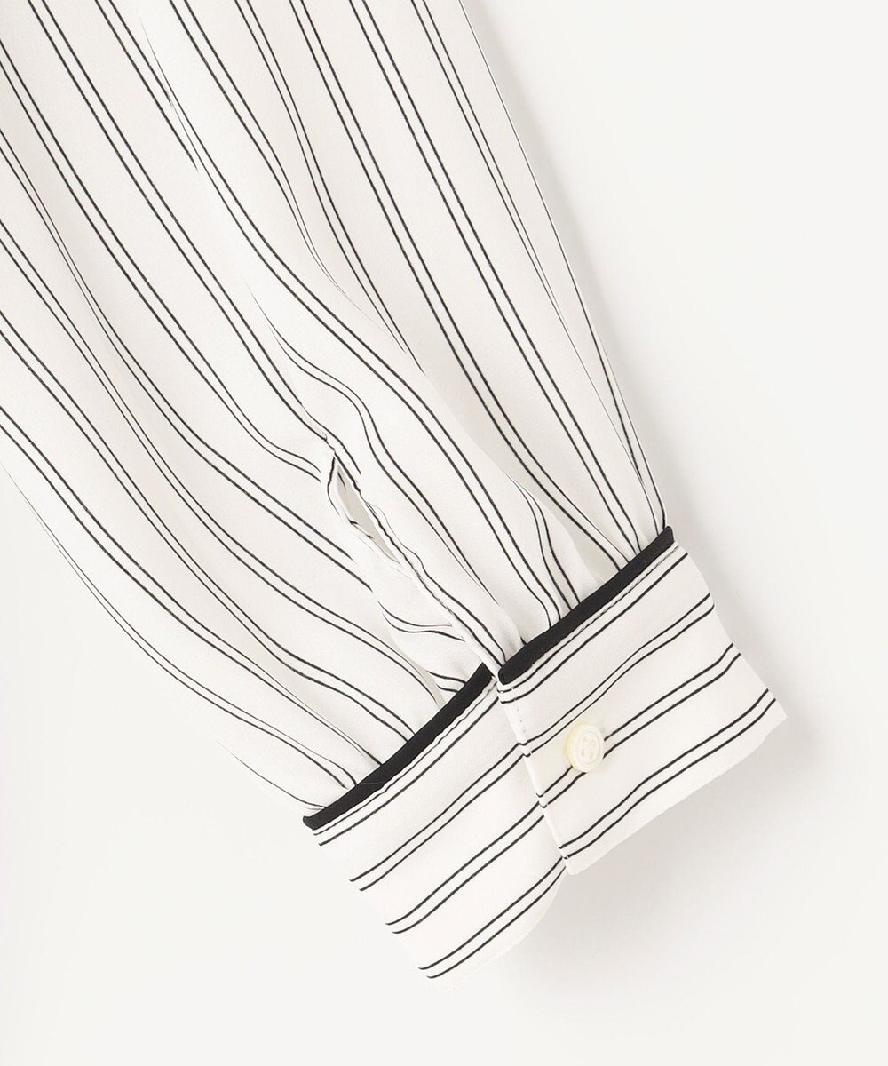 J.PRESS LADIES 【洗える】 バックサテンランダムストライプ バンドカラー ブラウス 