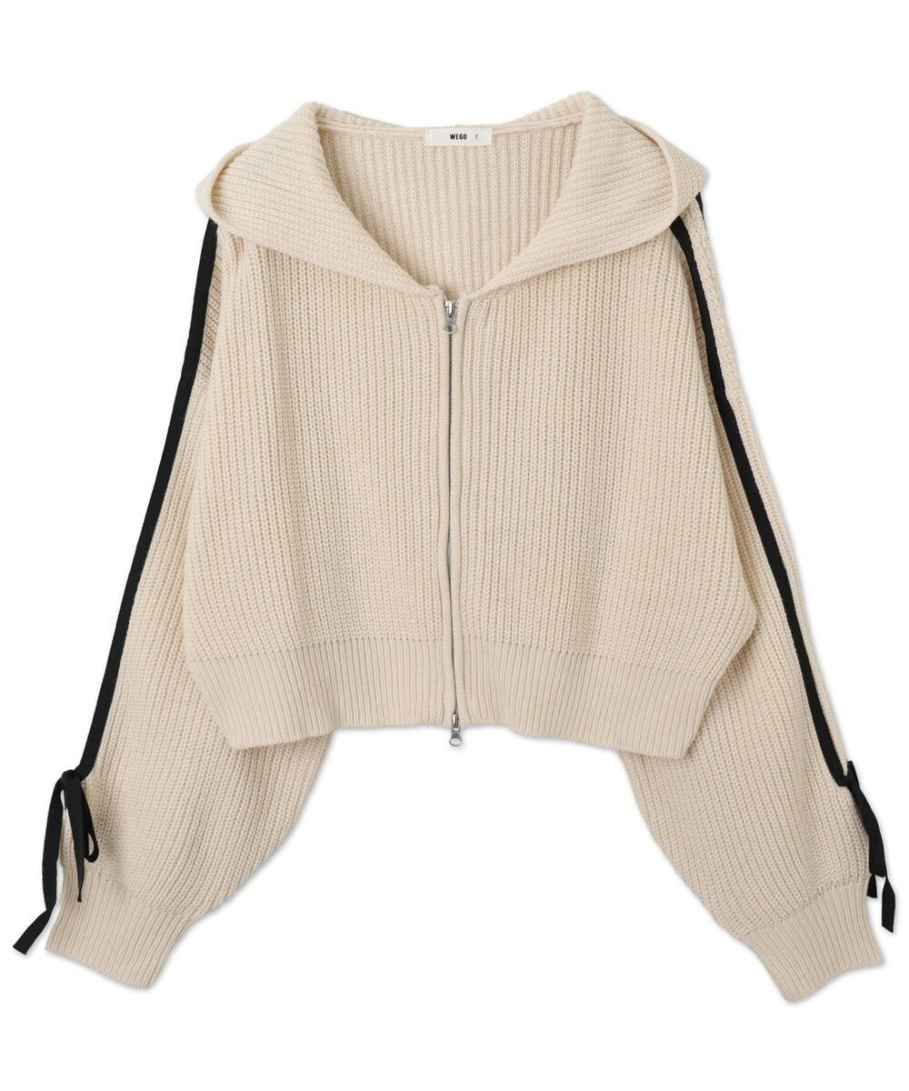 WEGO ラインリボンダブルジップニットパーカー 