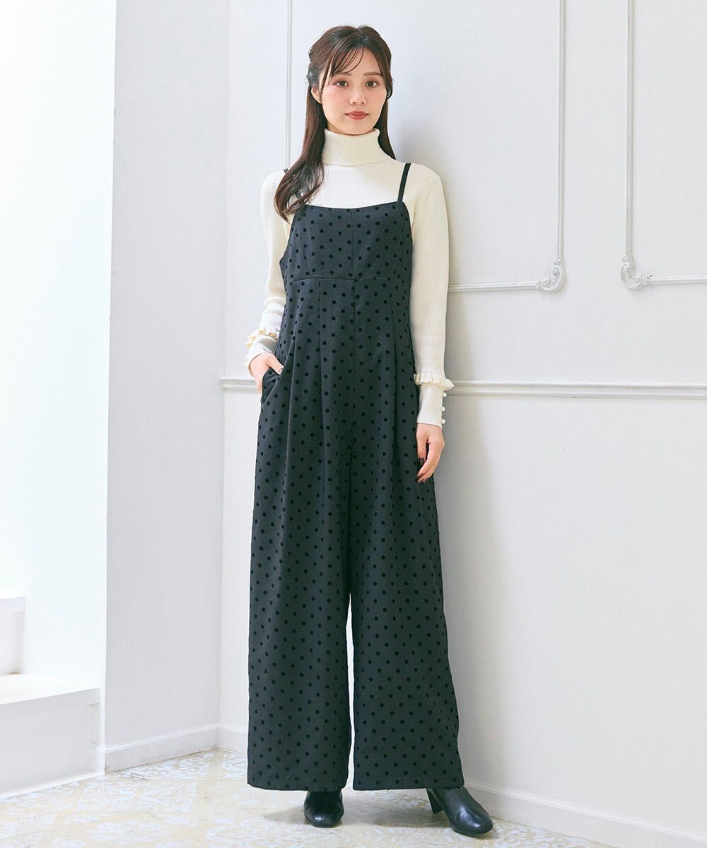 Feroux パールボタン リブタートル ニット 