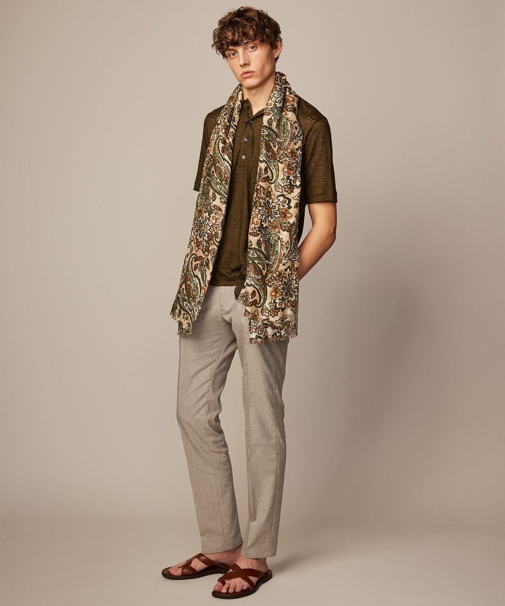 JOSEPH ABBOUD フラワークレストパターンペイズリー＿ストール 