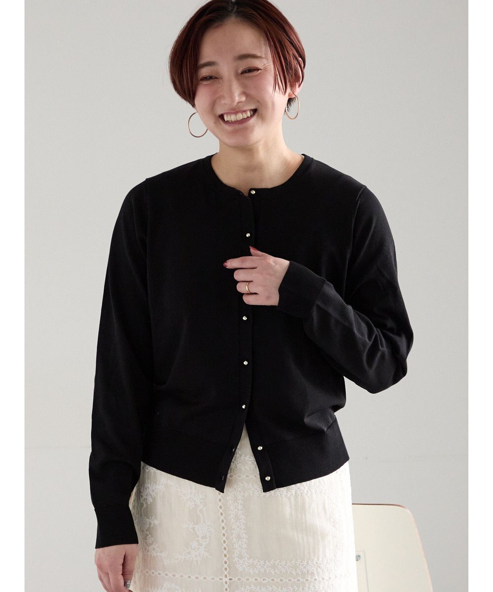 Te chichi 14G綿ポリクルーカーディガン 