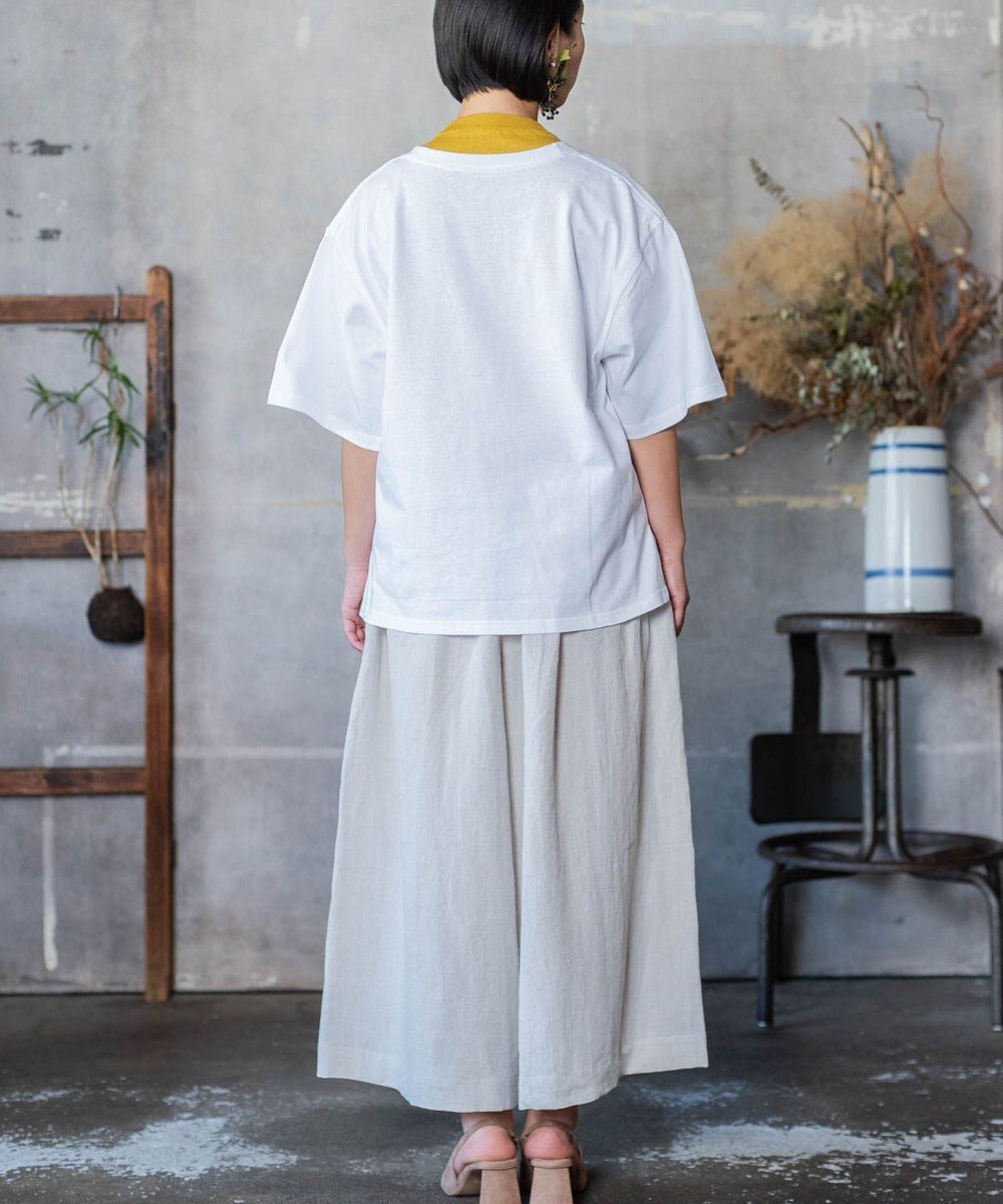 muuc 〈オープンエンド糸使用ドライタッチコットン生地〉筆記帳刺繍オーバーサイズTシャツ 