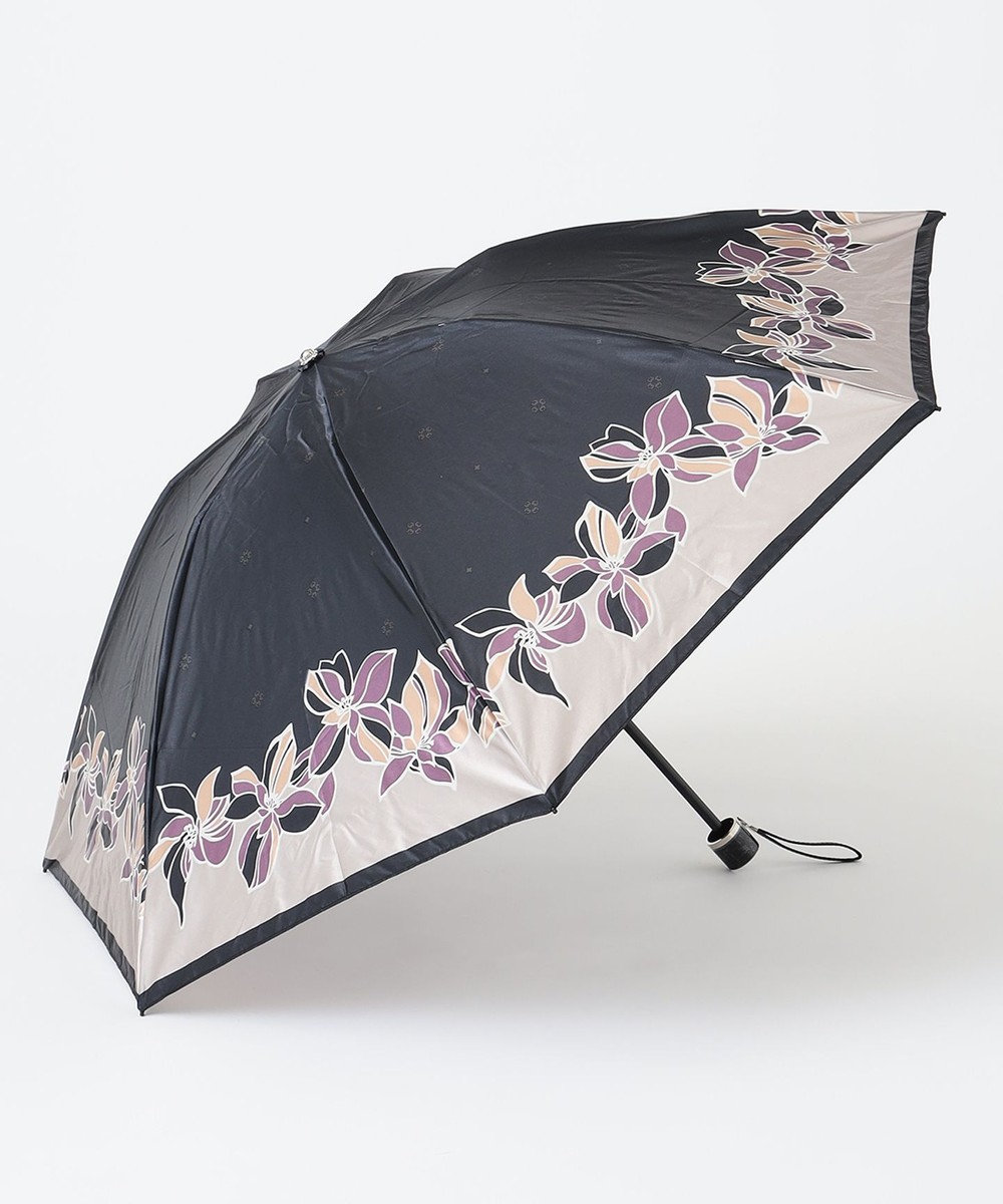 MOONBAT 【雨傘】 ミラショーン (milaschon) 折りたたみ傘サテンプリント ブラック