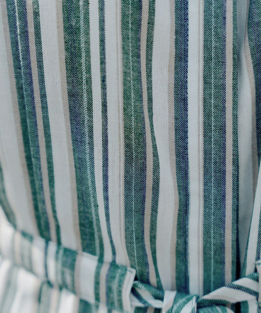 Tiaclasse 【洗える】麻調前開きフレンチワンピース 