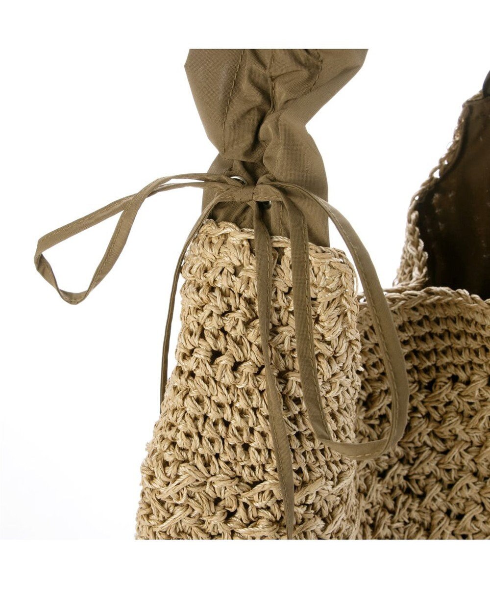 UNBILLION カシュカシュ cachecache / ドロストフリルハンドル地柄編みトート カゴバッグ 