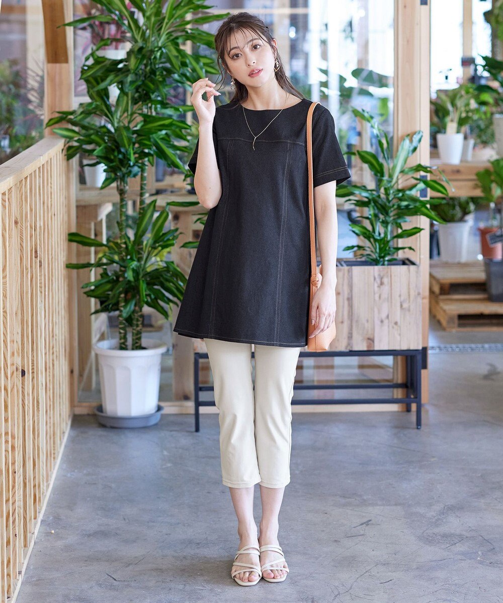 Tiaclasse 【洗える】デニムチュニックブラウス 