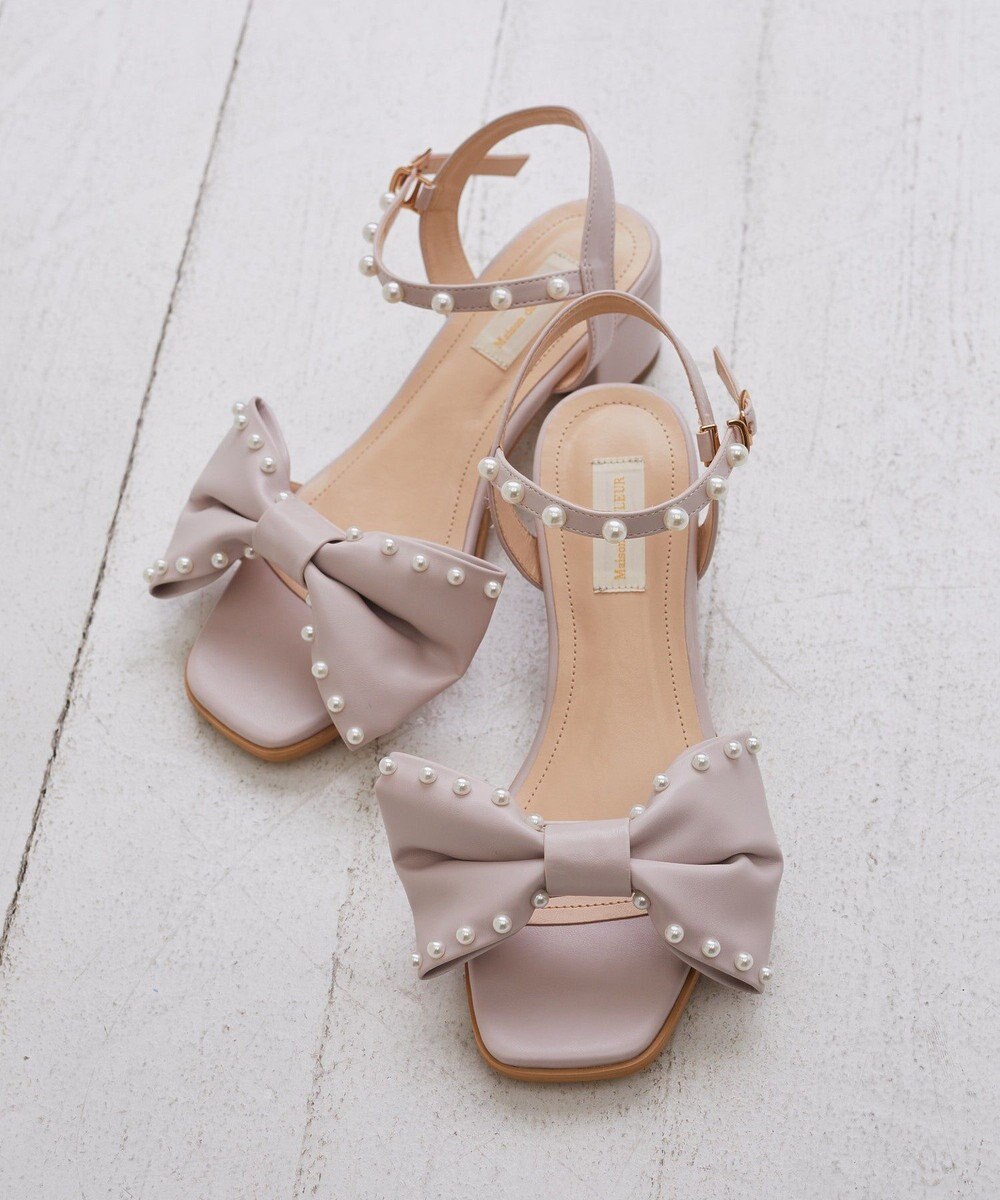 Maison de FLEUR パールリボンサンダル 
