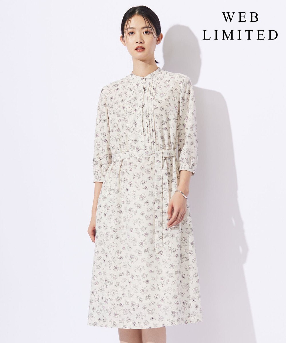 J.PRESS LADIES L 【WEB限定カラーあり・洗える】ラインフラワープリント ワンピース 